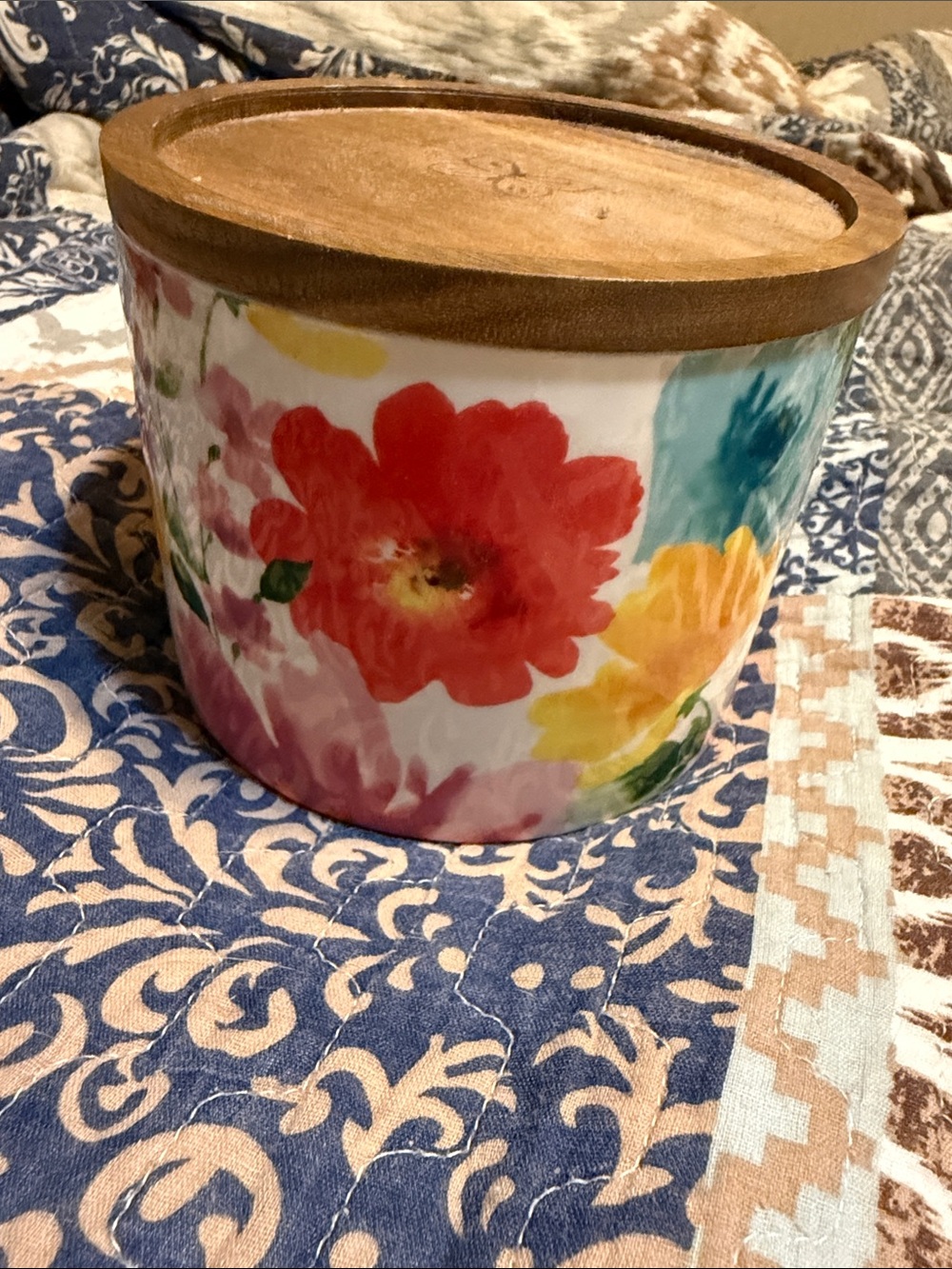 Floral Ceramic Storage Canister Set with Wood Lids - Multicolor - Picture 2 of 6